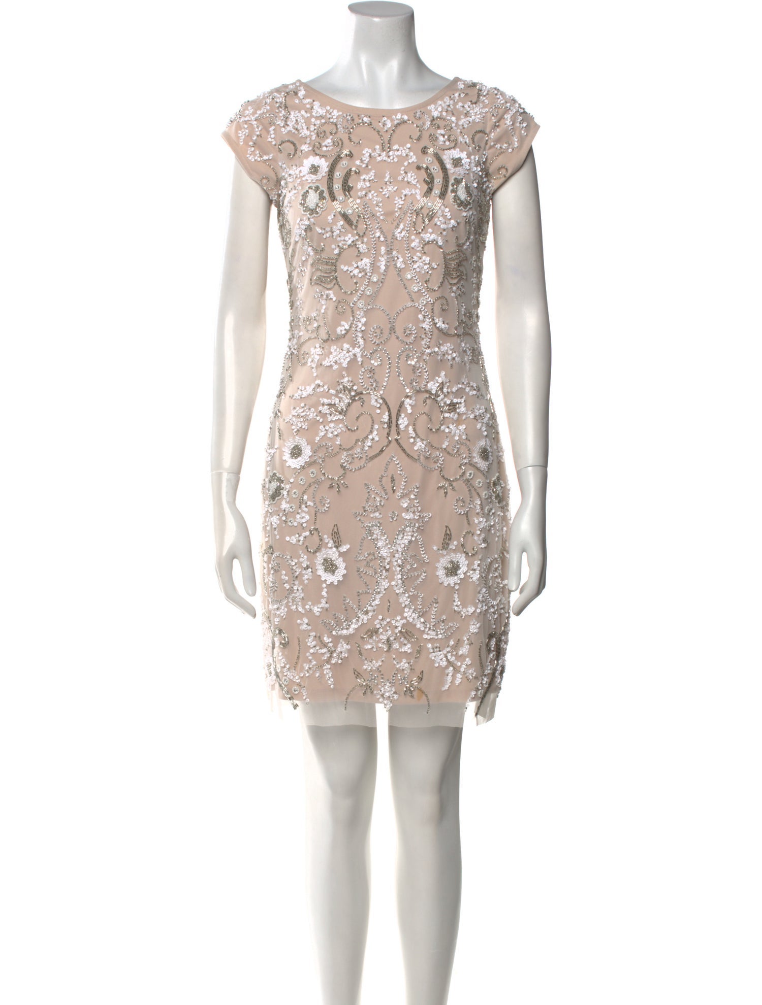 Aidan Mattox Bateau Neckline Mini Dress