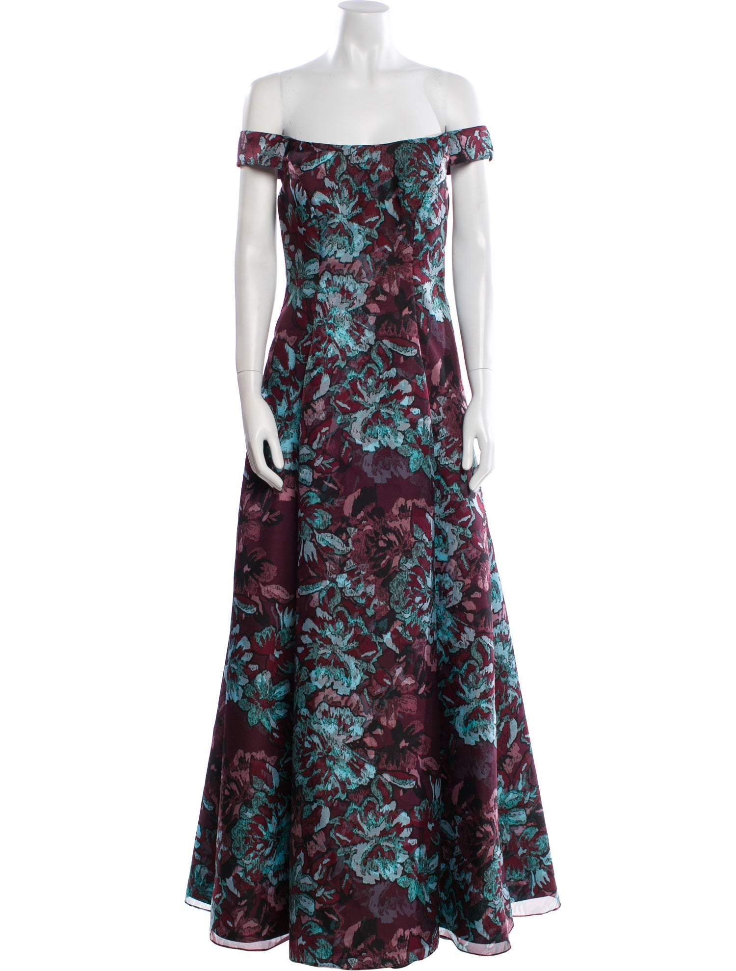 Aidan Mattox Floral Print Long Dress