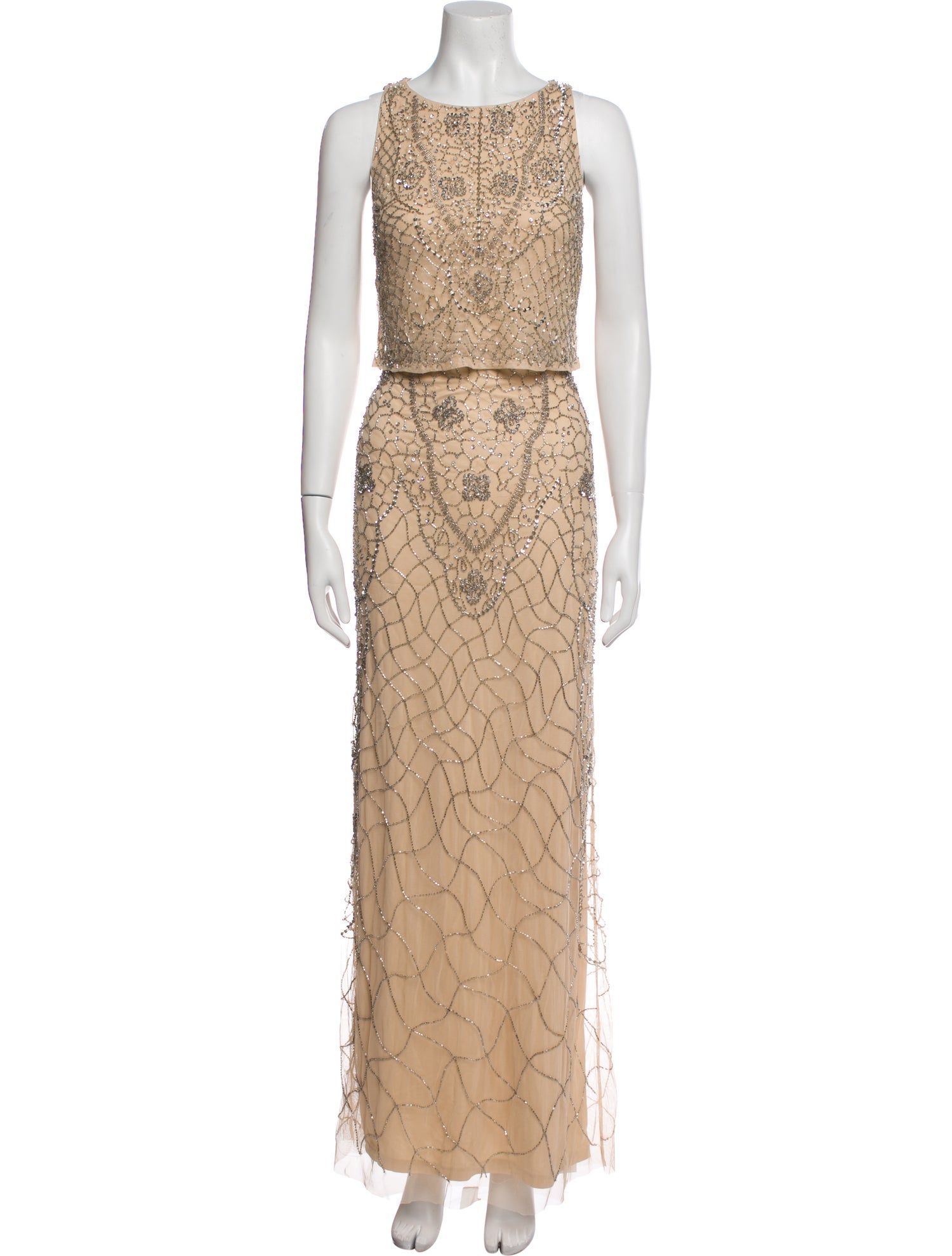 Aidan Mattox Lace Pattern Long Dress