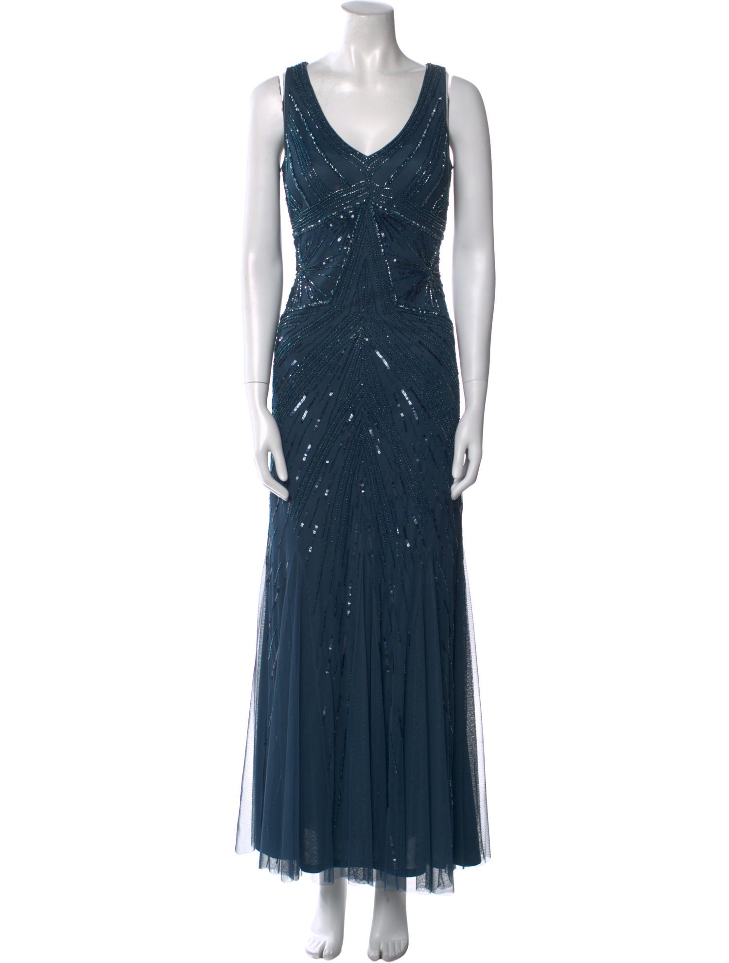 Aidan Mattox V-Neck Long Dress