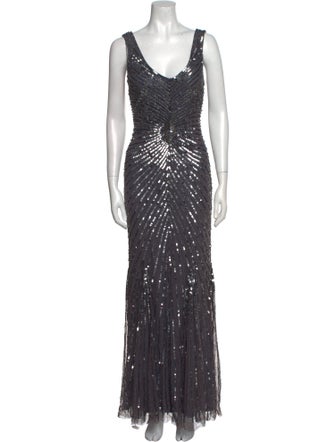 Aidan Mattox V-Neck Long Dress