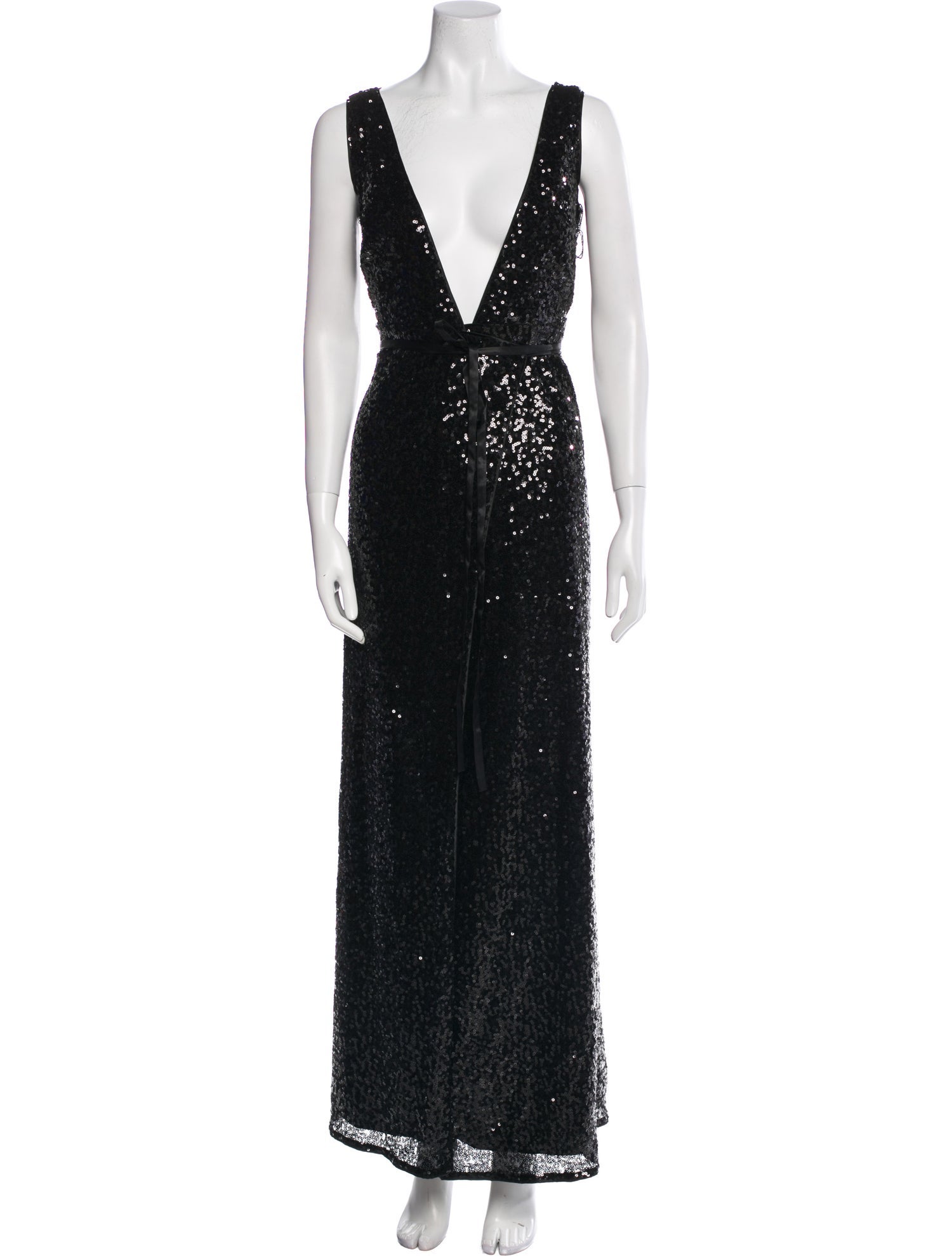 Aidan Mattox Plunge Neckline Long Dress