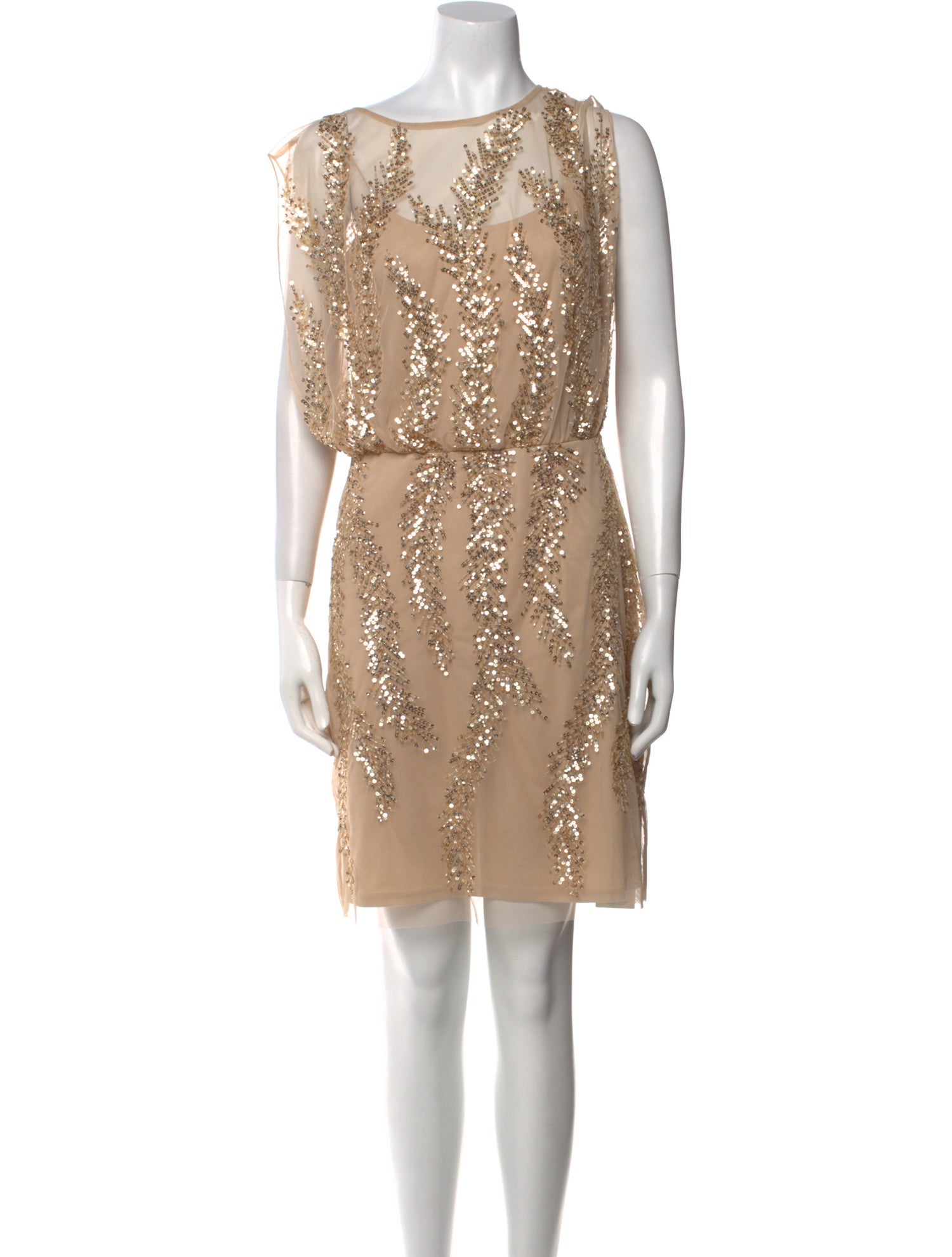 Aidan Mattox Bateau Neckline Mini Dress