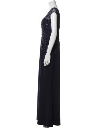 Aidan Mattox V-Neck Long Dress