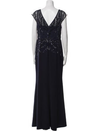 Aidan Mattox V-Neck Long Dress