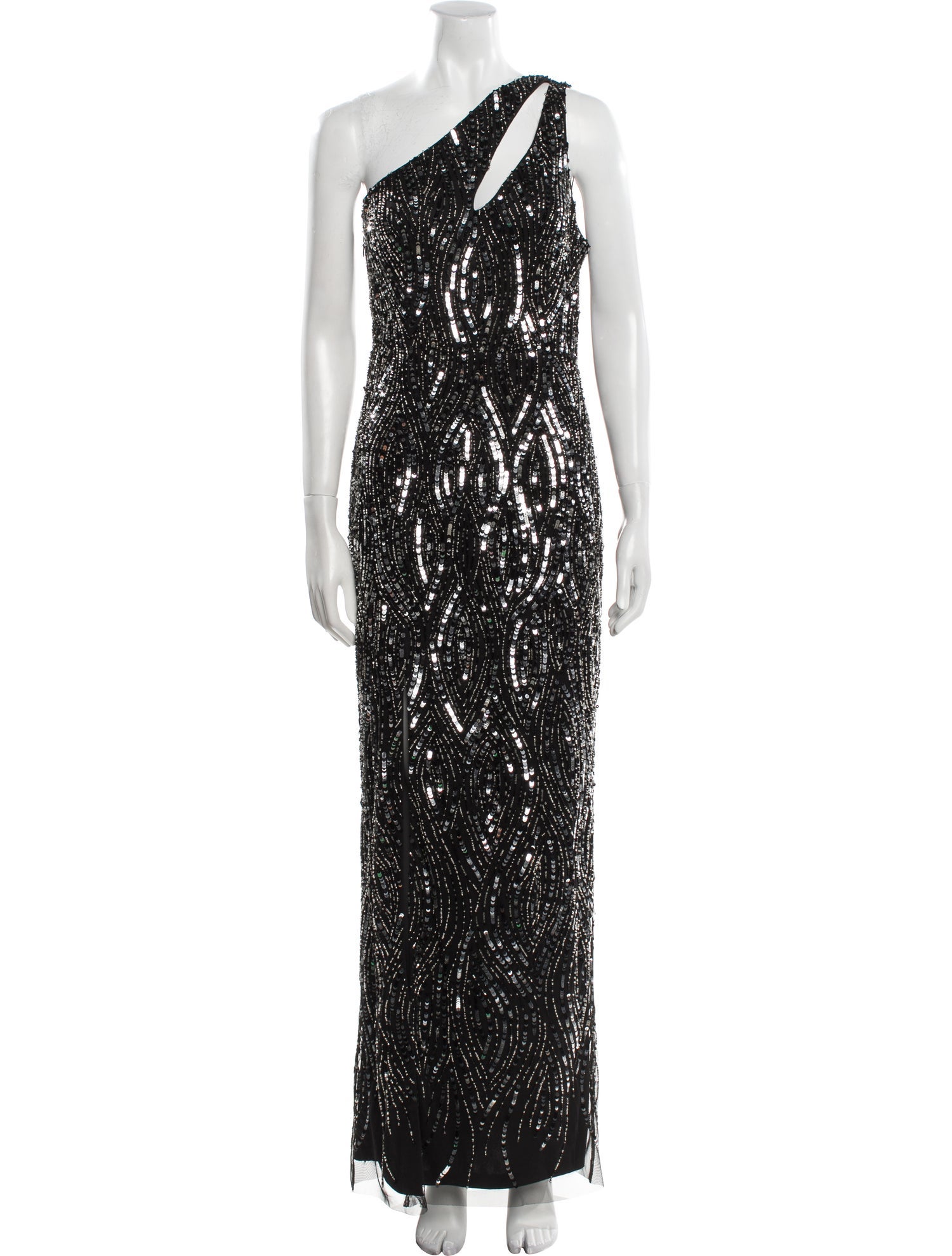 Aidan Mattox One-Shoulder Long Dress