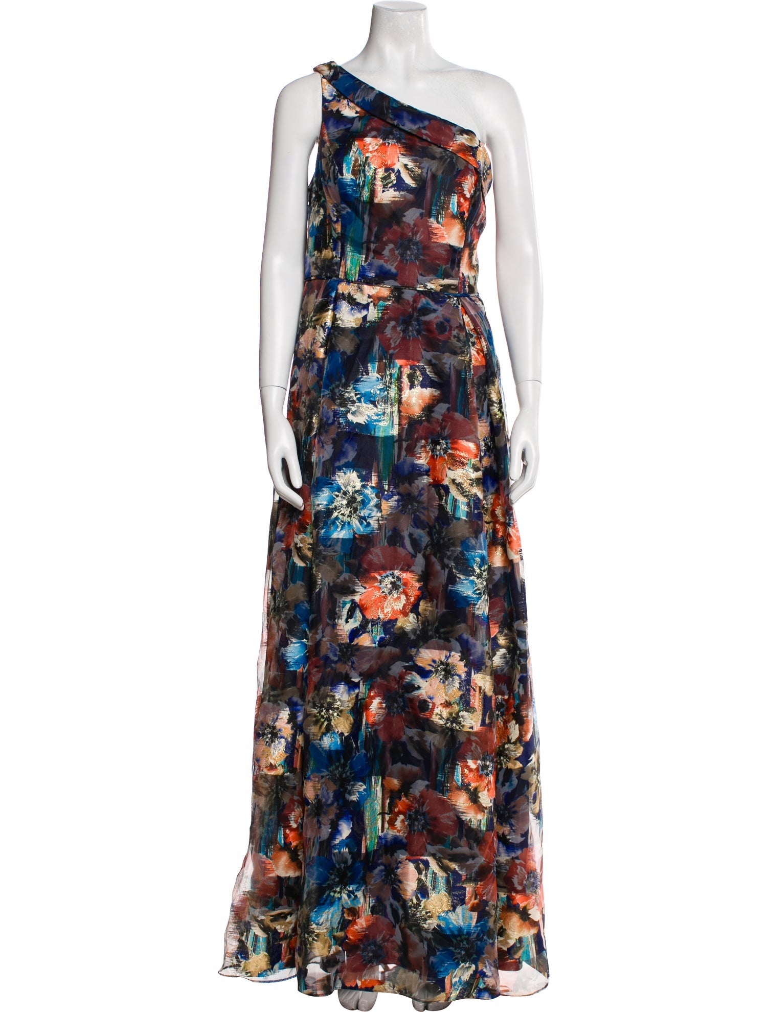 Aidan Mattox Floral Print Long Dress