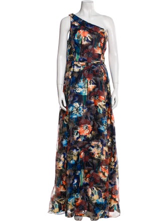 Aidan Mattox Floral Print Long Dress