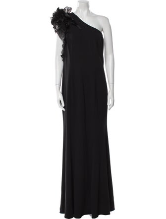 Aidan Mattox One-Shoulder Long Dress