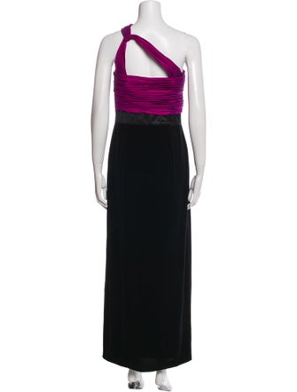 Aidan Mattox One-Shoulder Long Dress