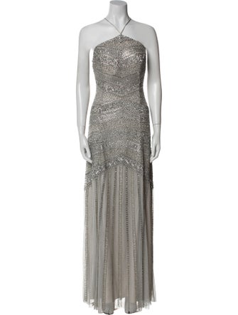 Aidan Mattox Halterneck Long Dress