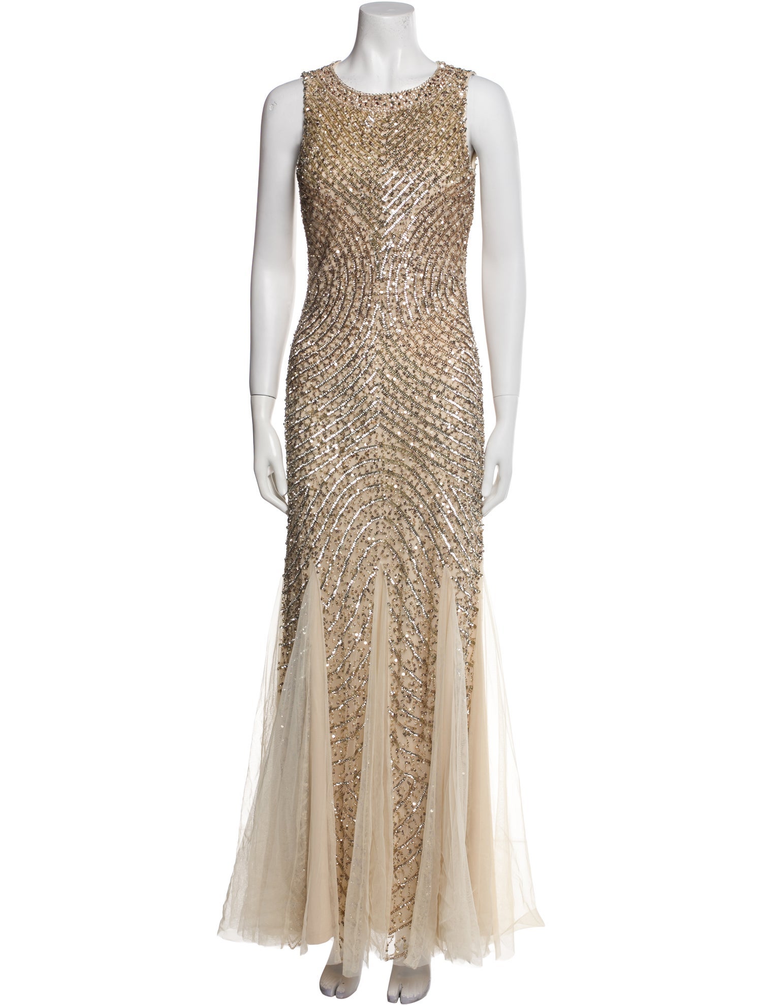 Aidan Mattox Scoop Neck Long Dress