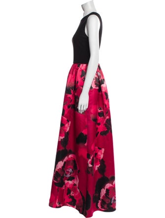 Aidan Mattox Floral Print Long Dress