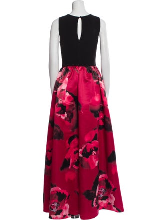 Aidan Mattox Floral Print Long Dress