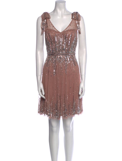 Aidan Mattox V-Neck Mini Dress