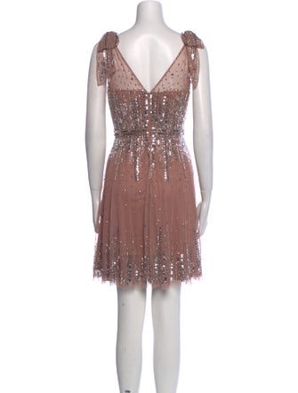 Aidan Mattox V-Neck Mini Dress