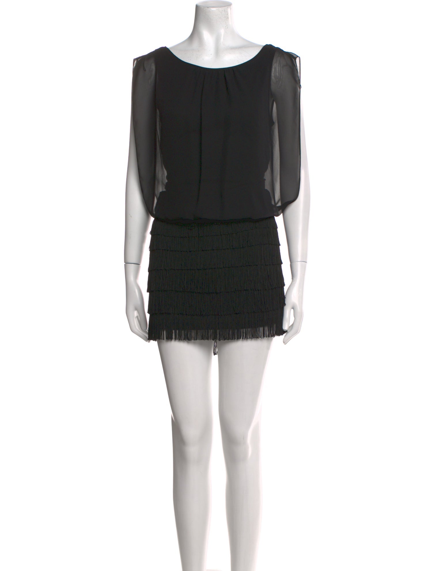 Aidan Mattox Bateau Neckline Mini Dress