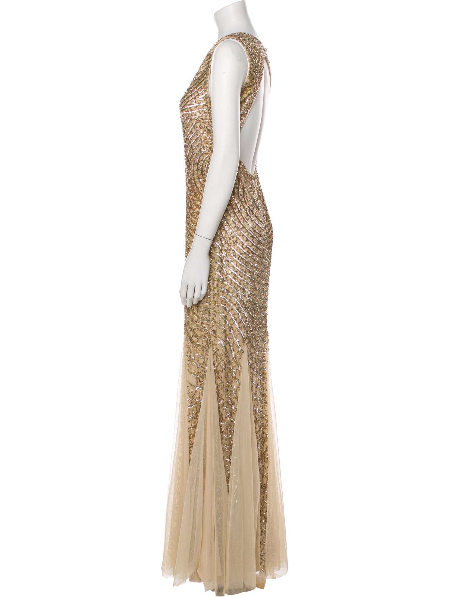 Aidan Mattox Scoop Neck Long Dress