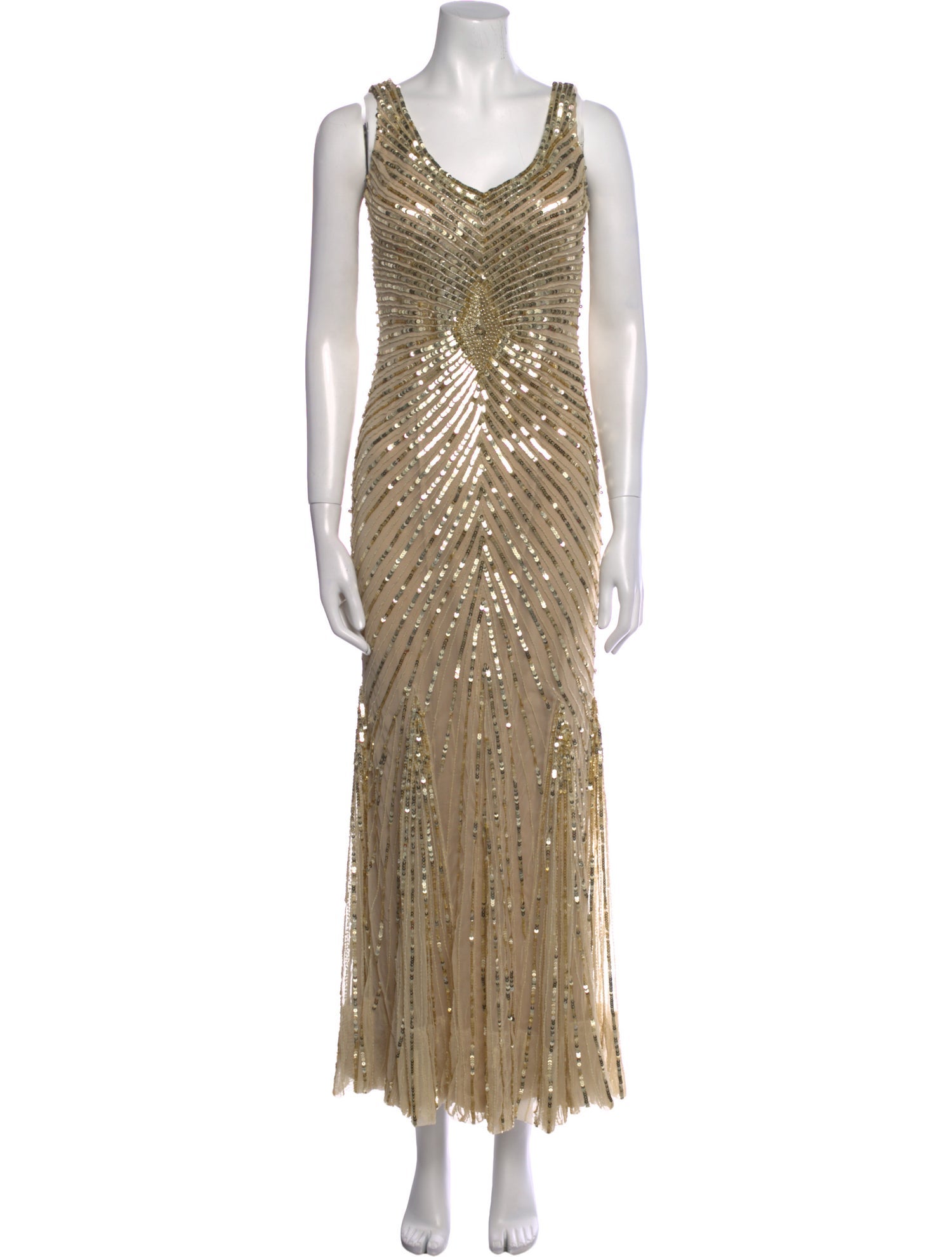 Aidan Mattox Scoop Neck Long Dress