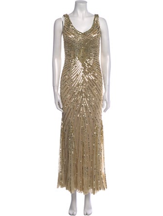 Aidan Mattox Scoop Neck Long Dress