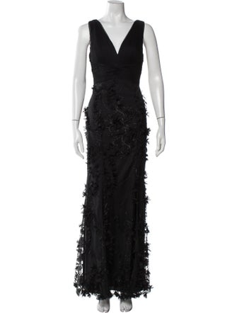 Aidan Mattox V-Neck Long Dress
