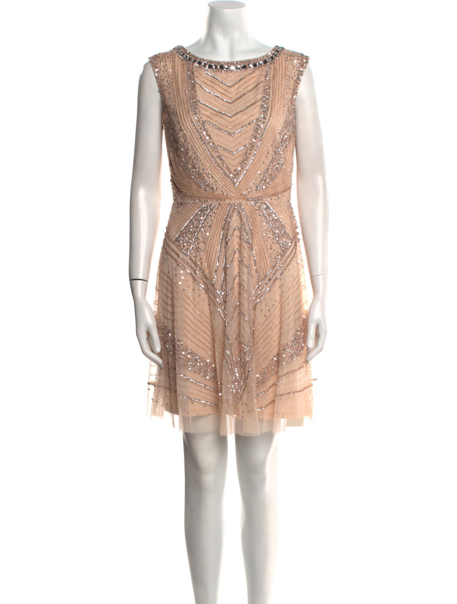 Aidan Mattox Bateau Neckline Mini Dress