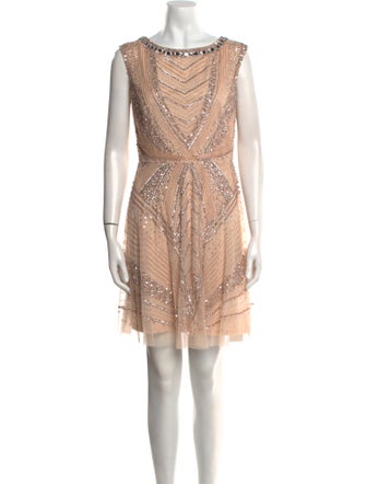 Aidan Mattox Bateau Neckline Mini Dress