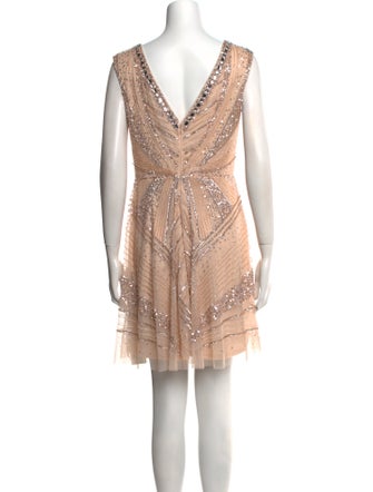 Aidan Mattox Bateau Neckline Mini Dress