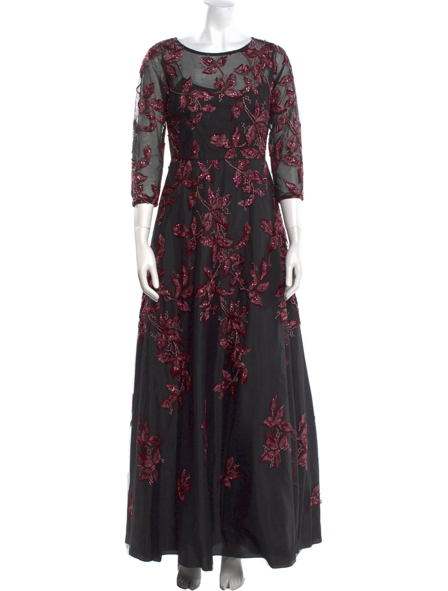 Aidan Mattox Floral Print Long Dress
