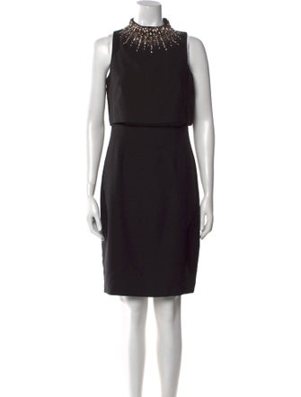 Aidan Mattox Mock Neck Knee-Length Dress