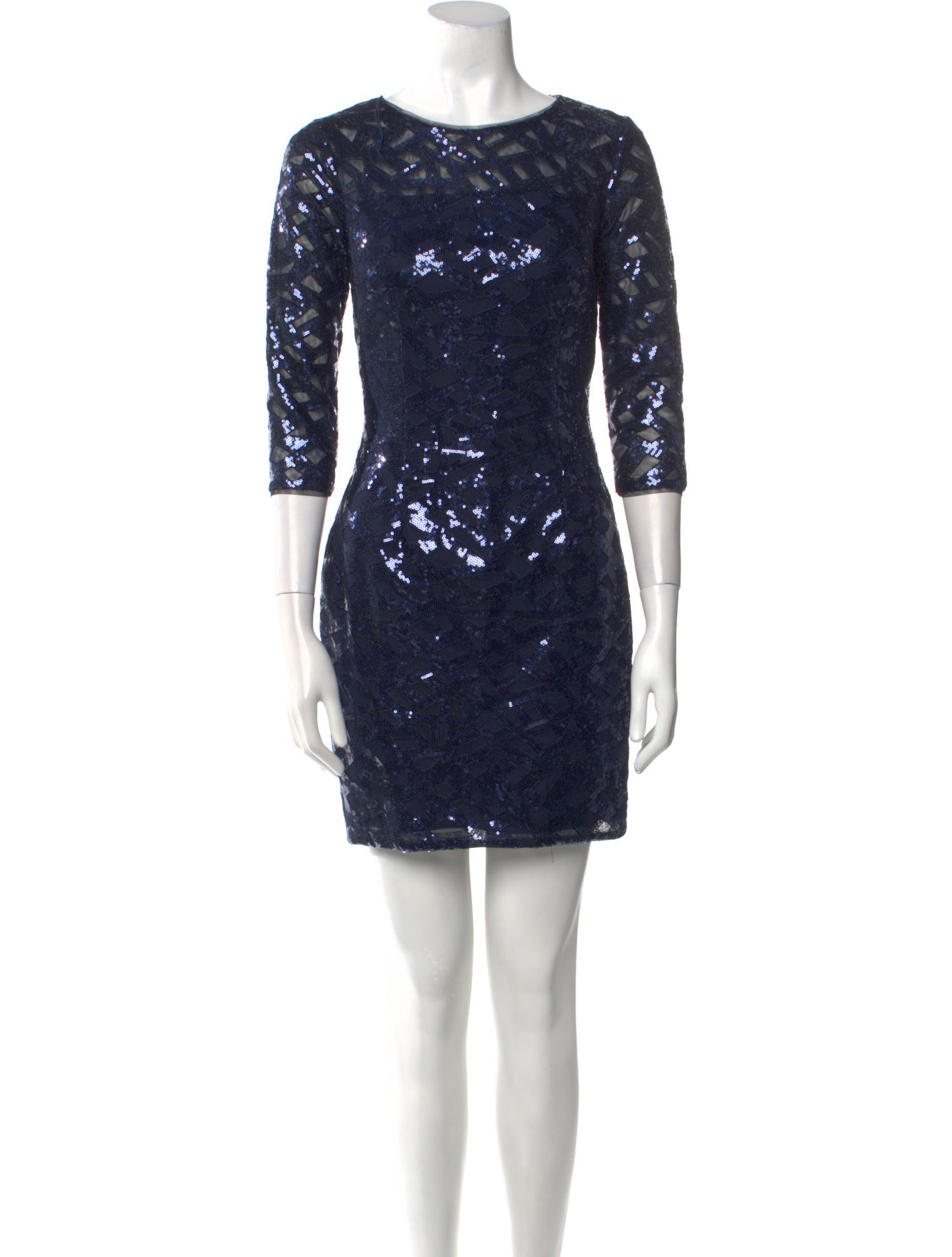 Aidan Mattox Bateau Neckline Mini Dress