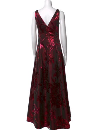 Aidan Mattox Floral Print Long Dress