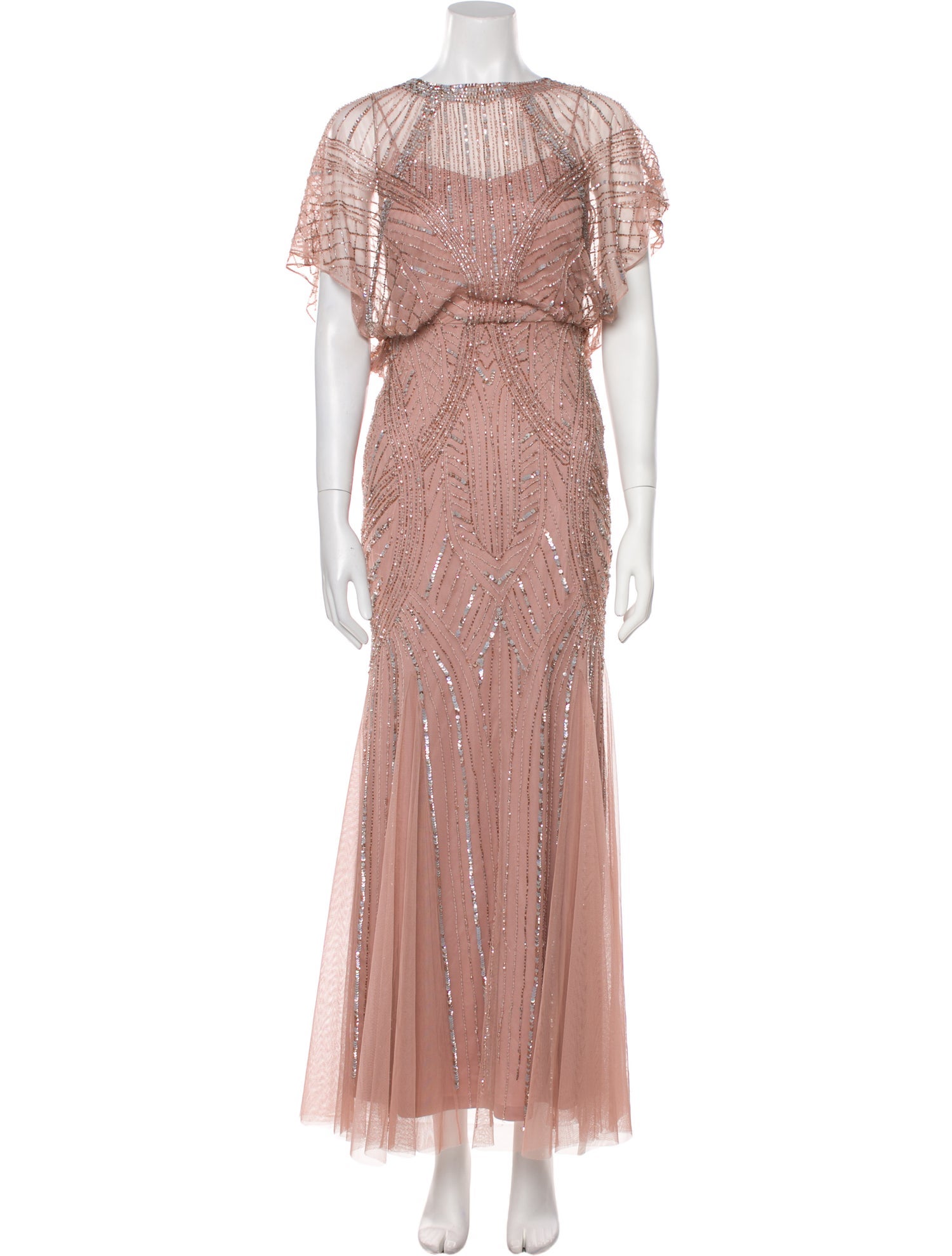 Aidan Mattox Crew Neck Long Dress