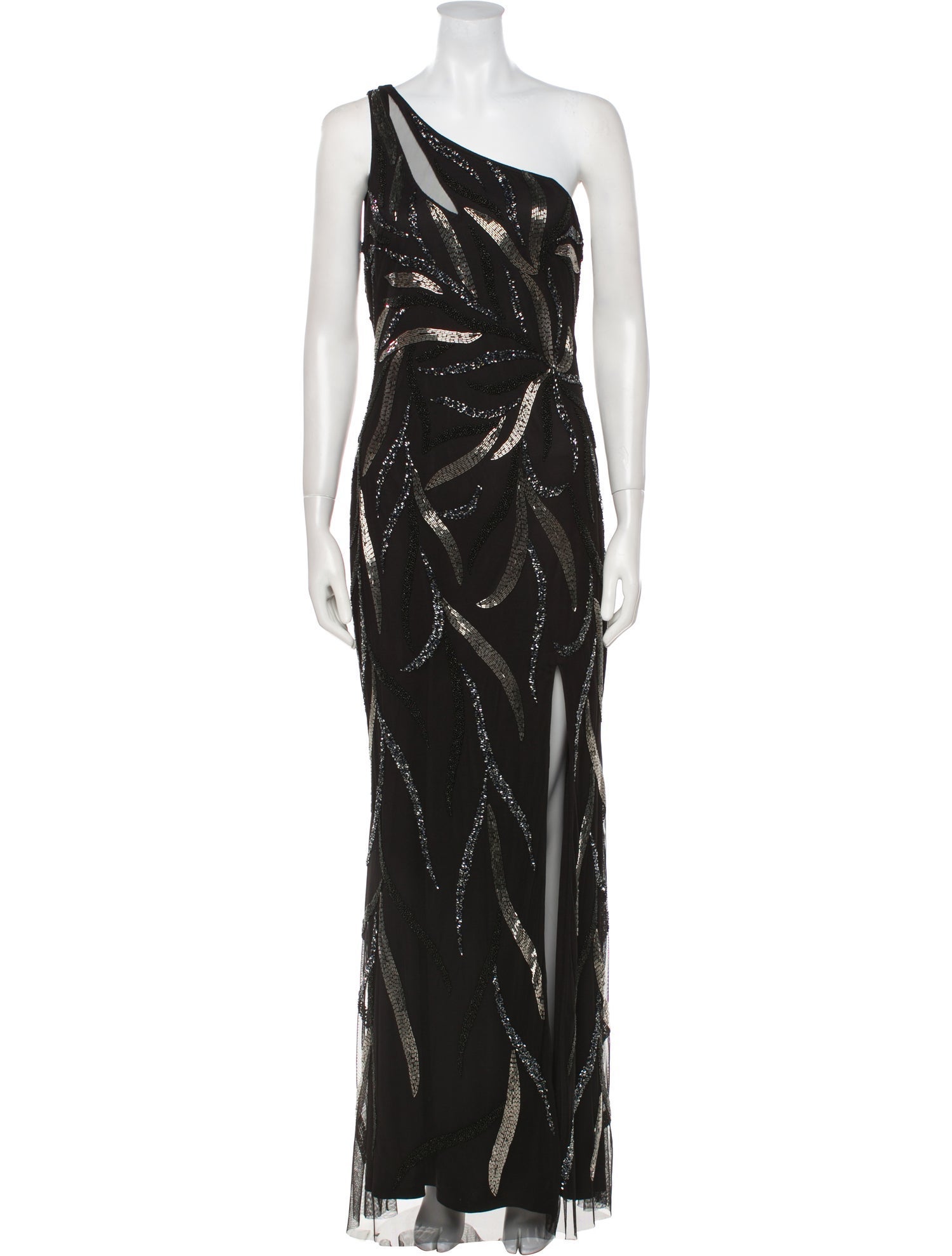 Aidan Mattox One-Shoulder Long Dress