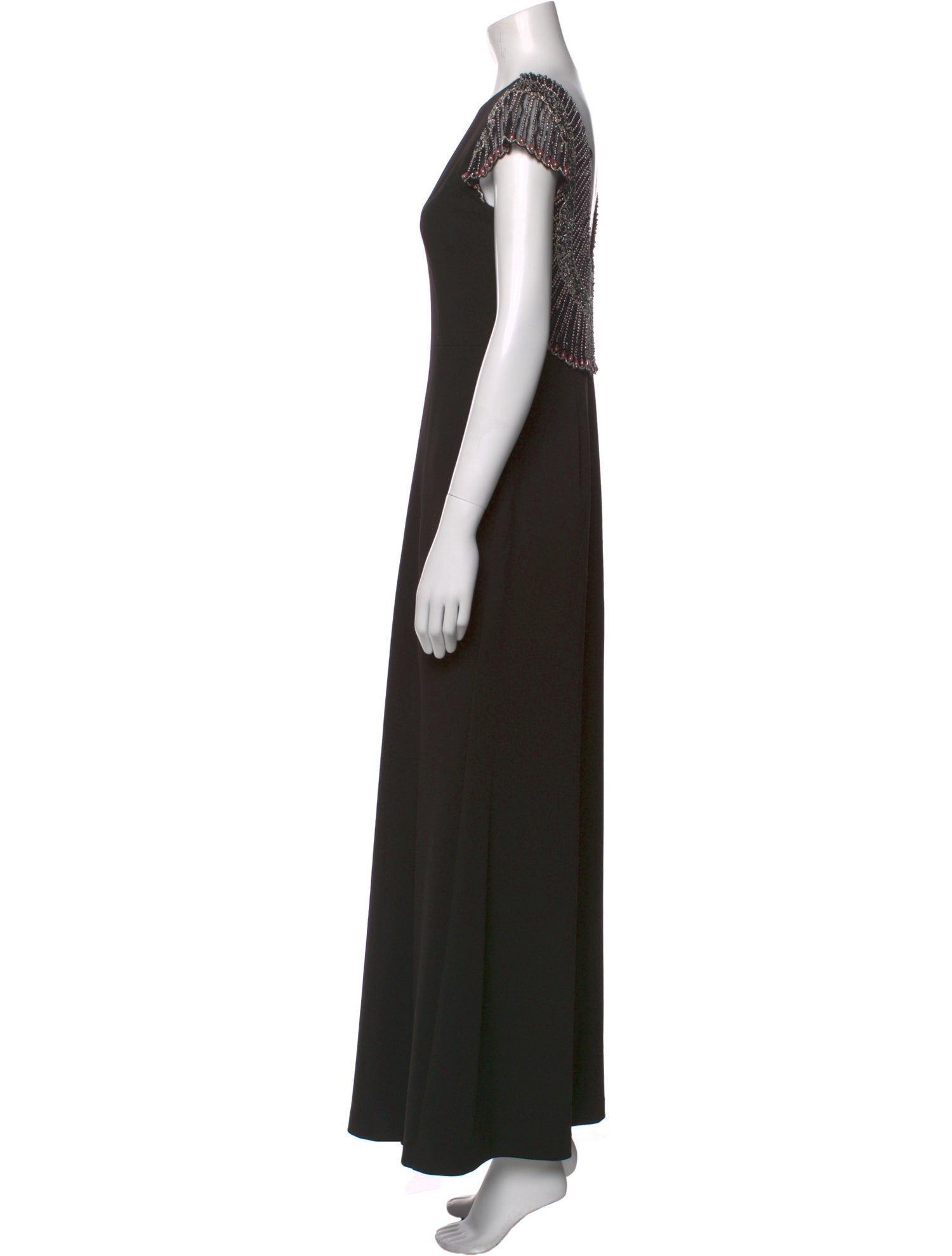 Aidan Mattox Bateau Neckline Long Dress