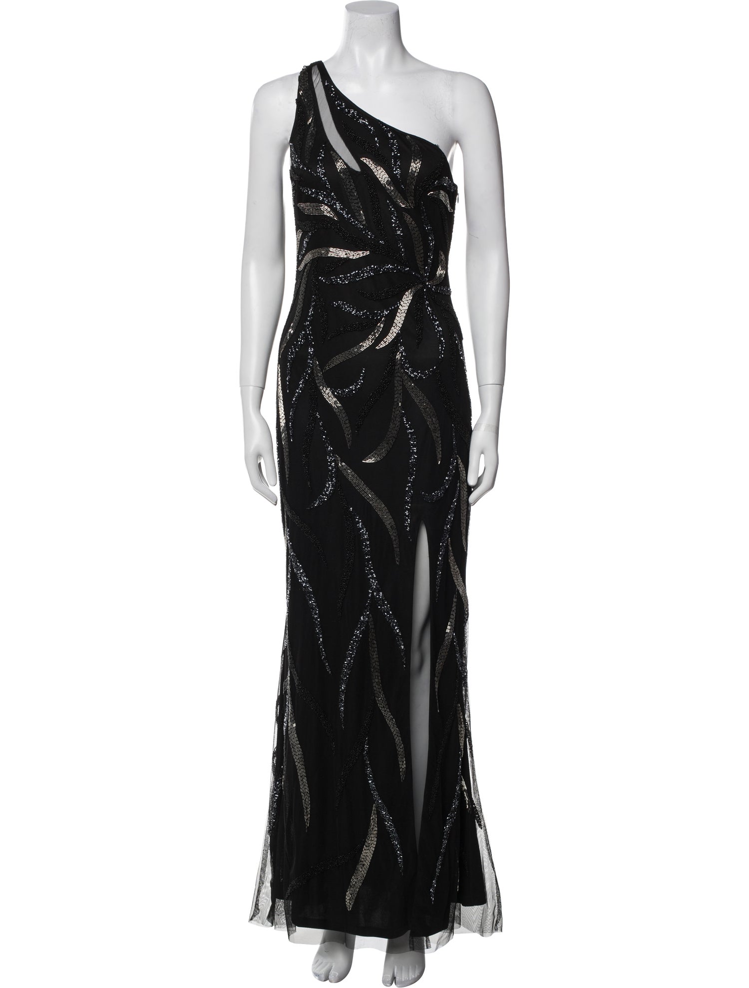 Aidan Mattox One-Shoulder Long Dress