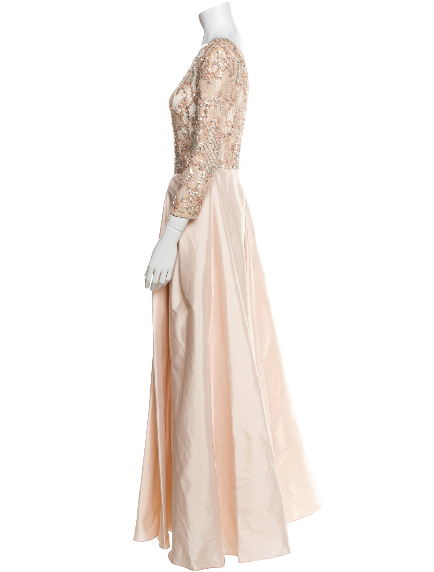 Aidan Mattox Bateau Neckline Long Dress