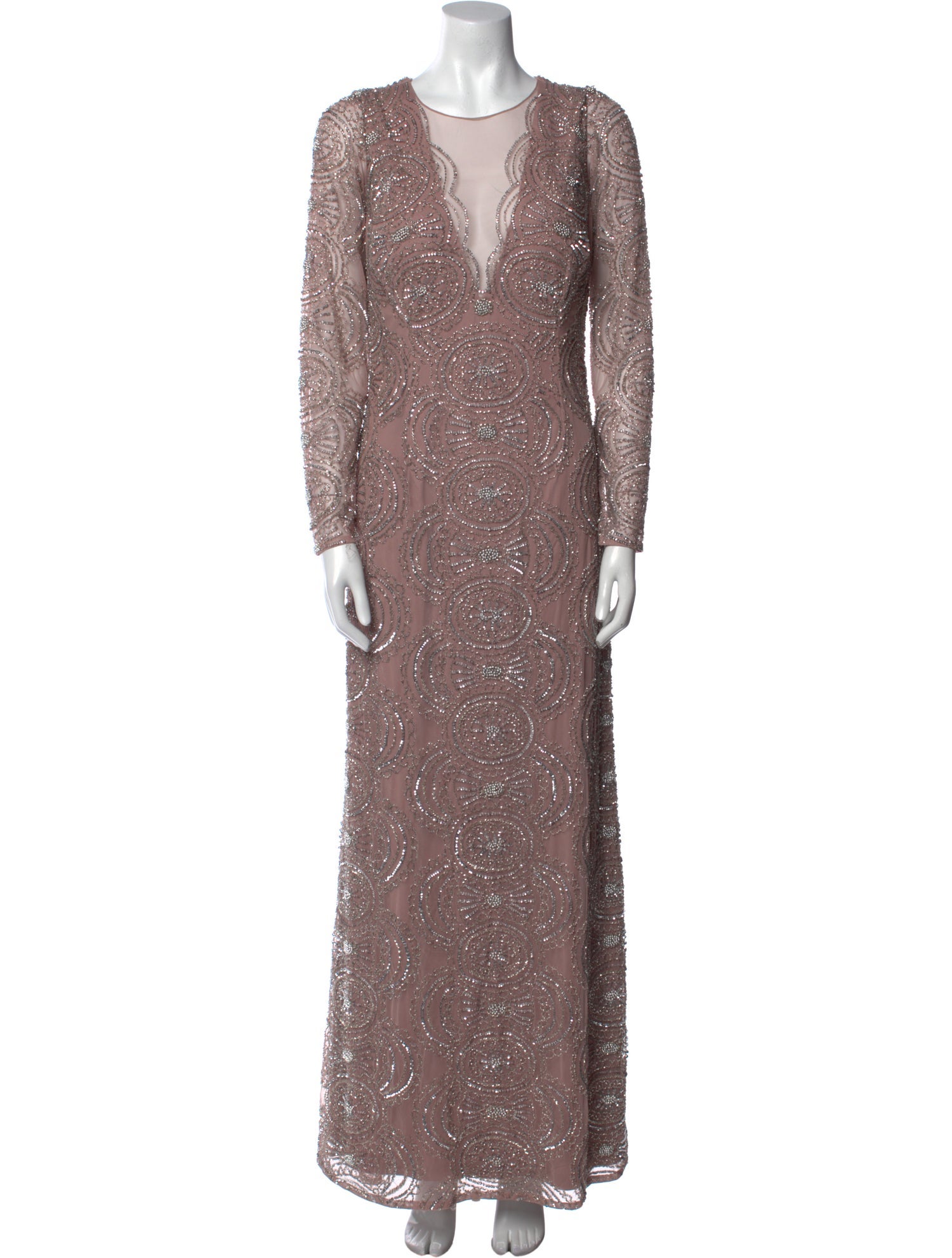 Aidan Mattox Crew Neck Long Dress