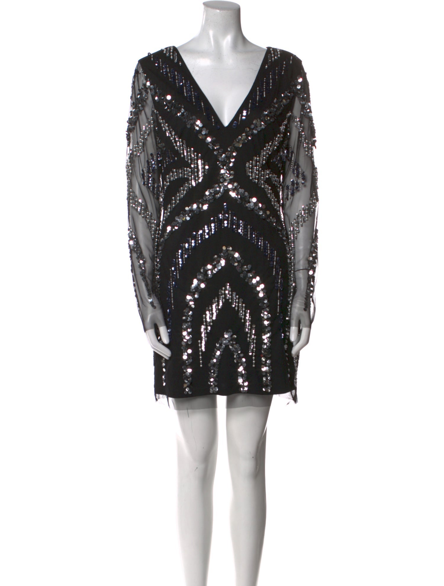 Aidan Mattox V-Neck Mini Dress