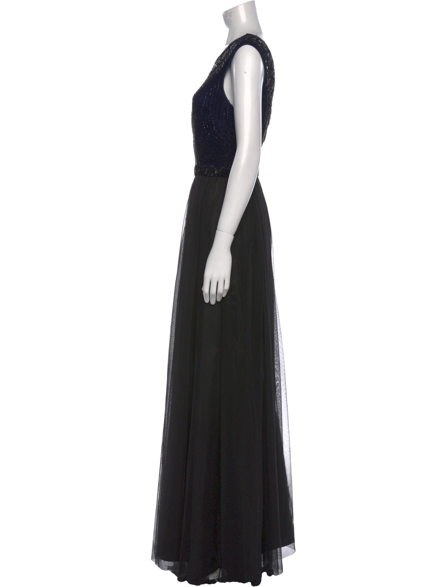 Aidan Mattox Crew Neck Long Dress