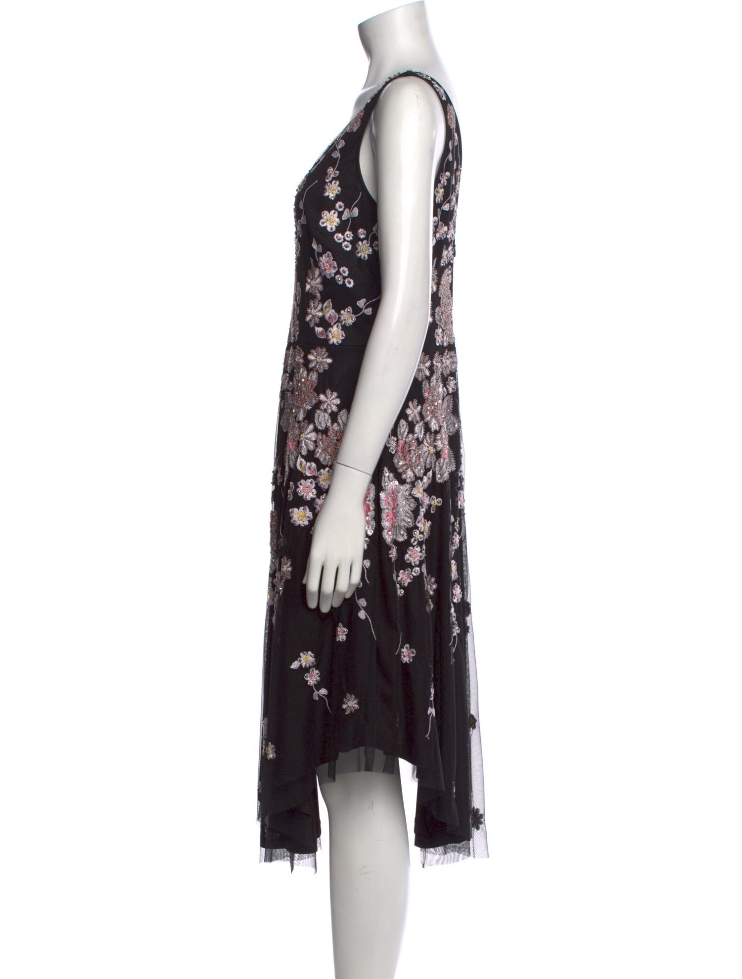 Aidan Mattox Floral Print Midi Length Dress