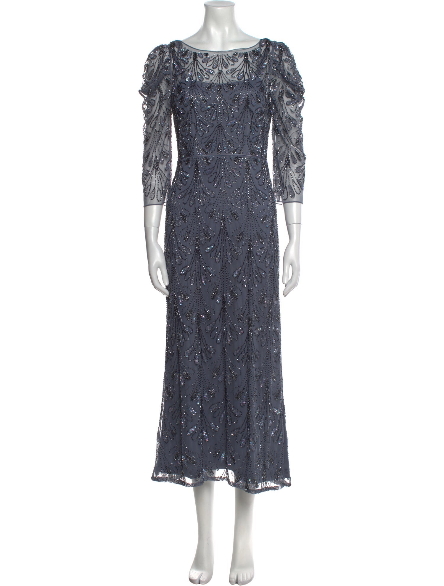 Aidan Mattox Bateau Neckline Long Dress