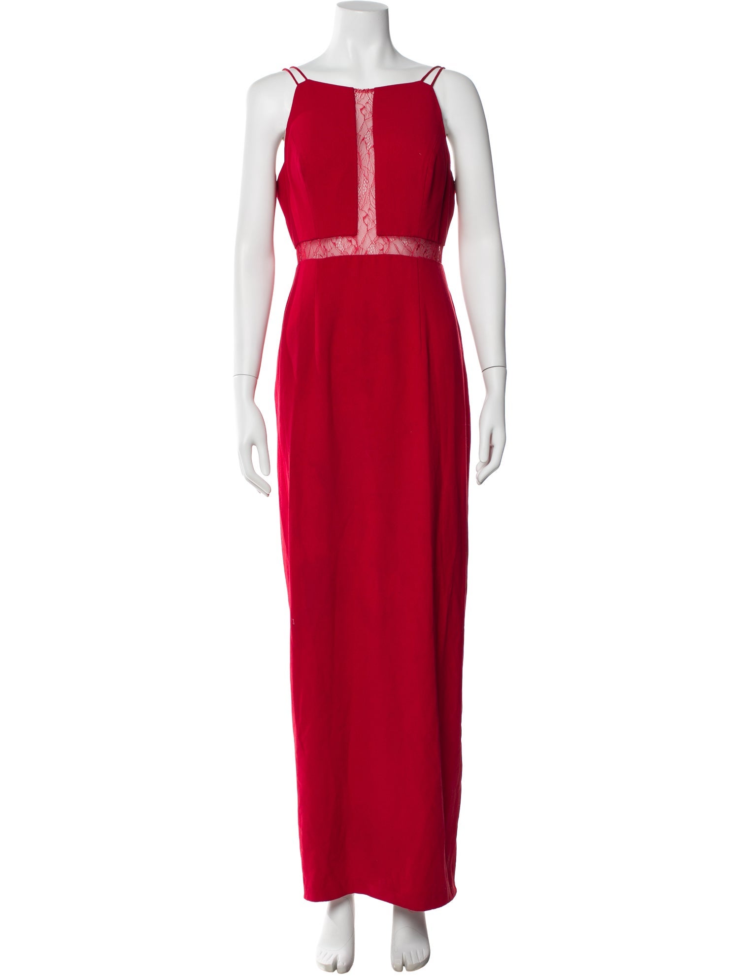 aidan mattox red dress Square Neckline Long Dress