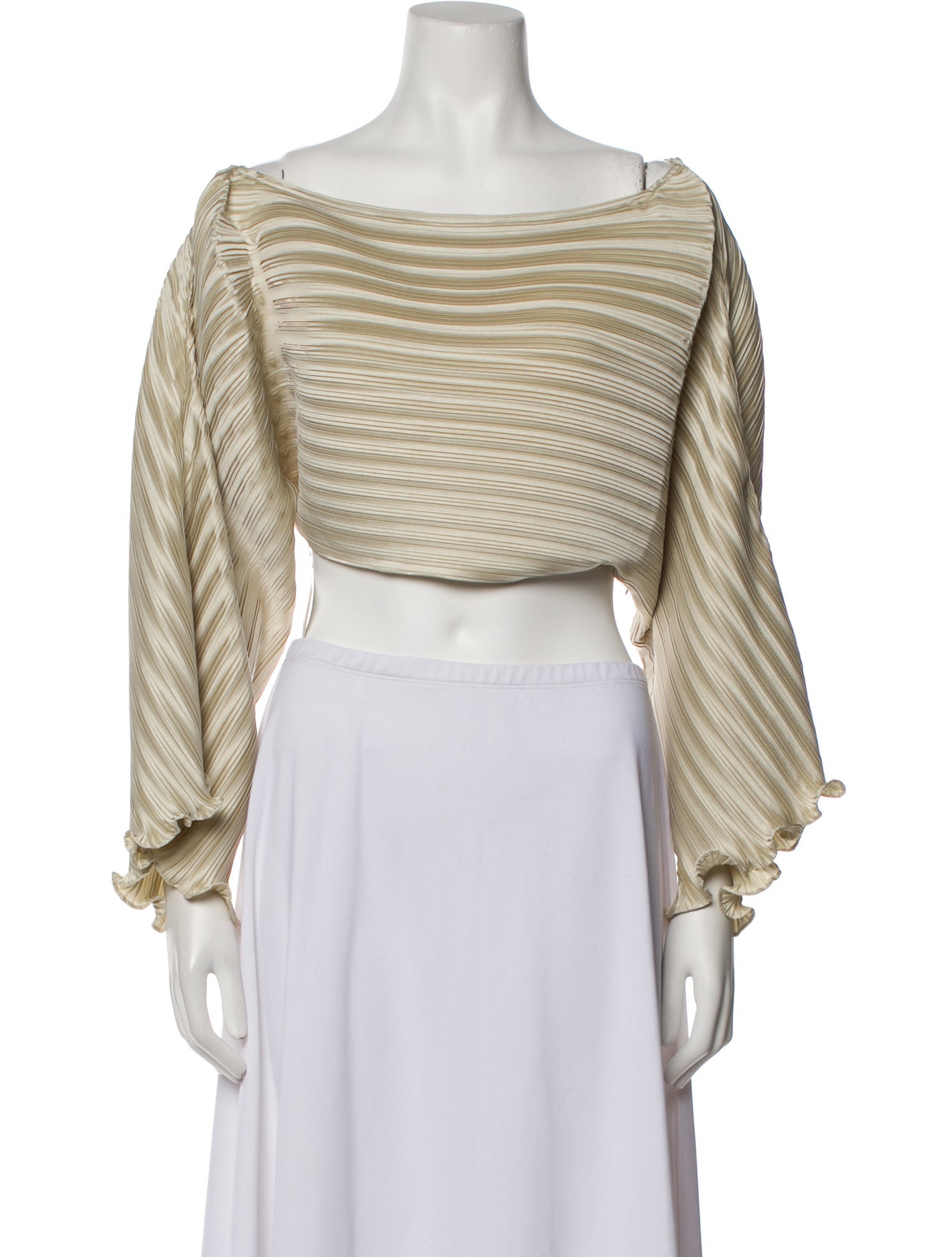 Aiifos Striped Off-The-Shoulder Crop Top