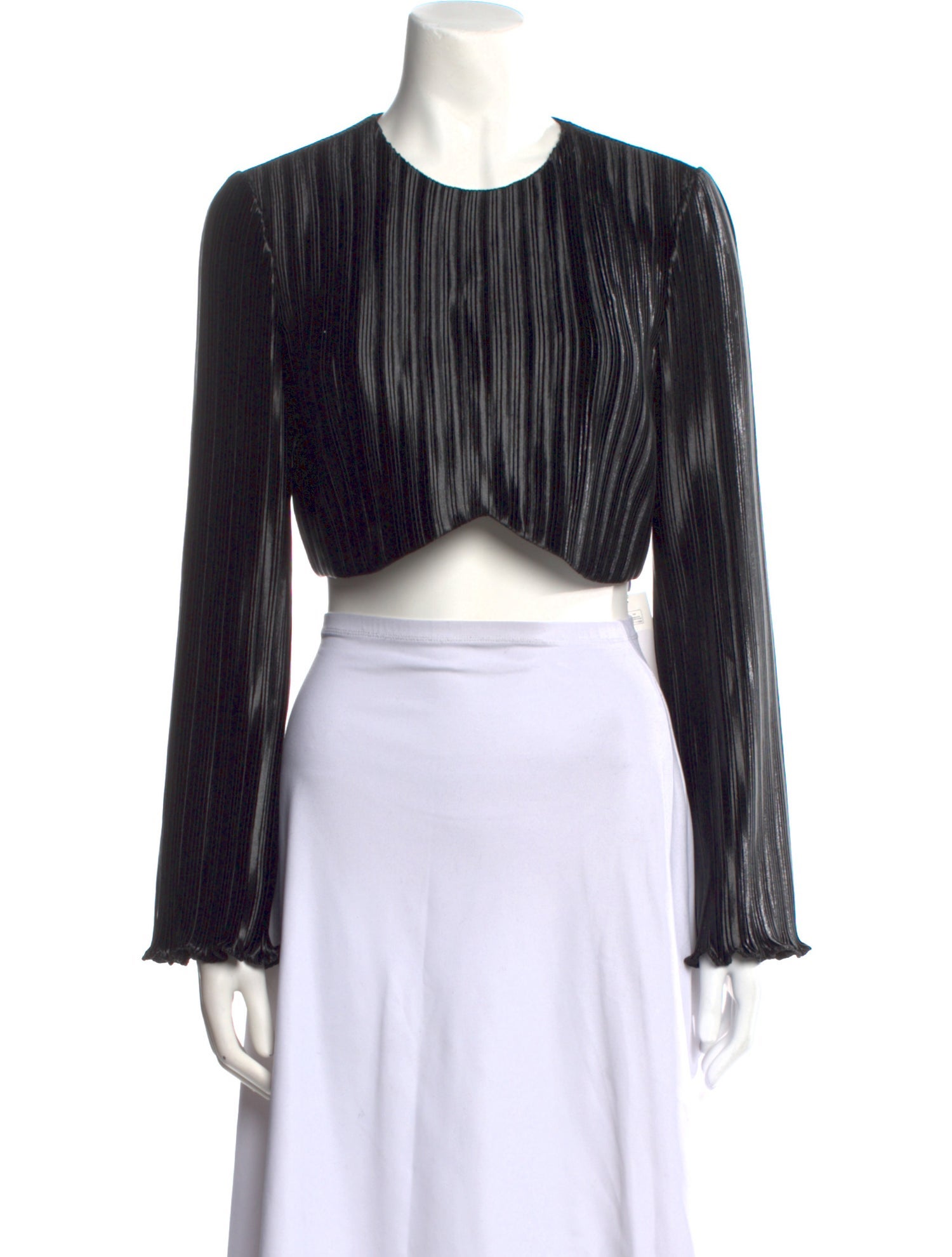 Aiifos Crew Neck Long Sleeve Crop Top