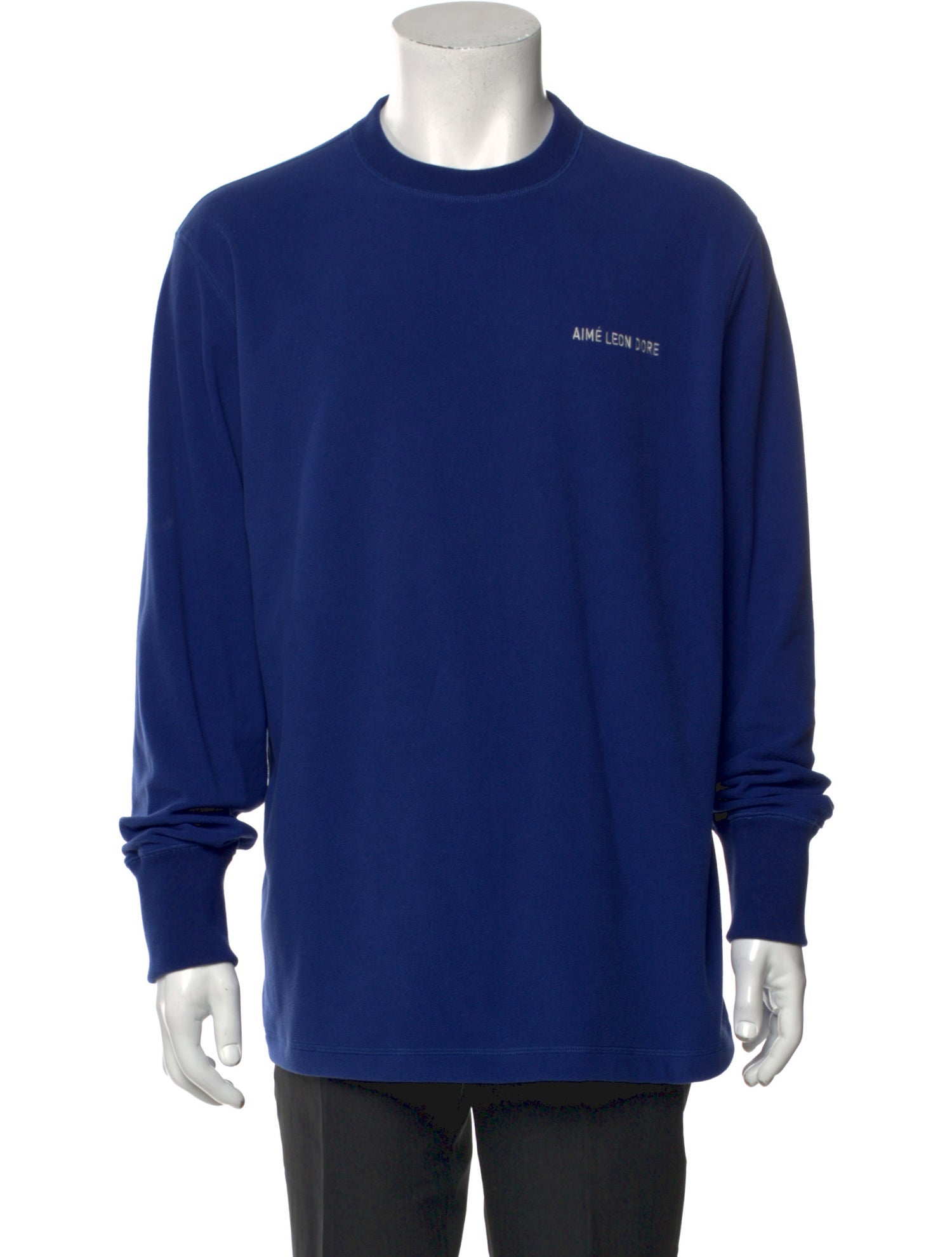 Aimé Leon Dore Graphic Print Crew Neck Pullover - Blue Sweaters