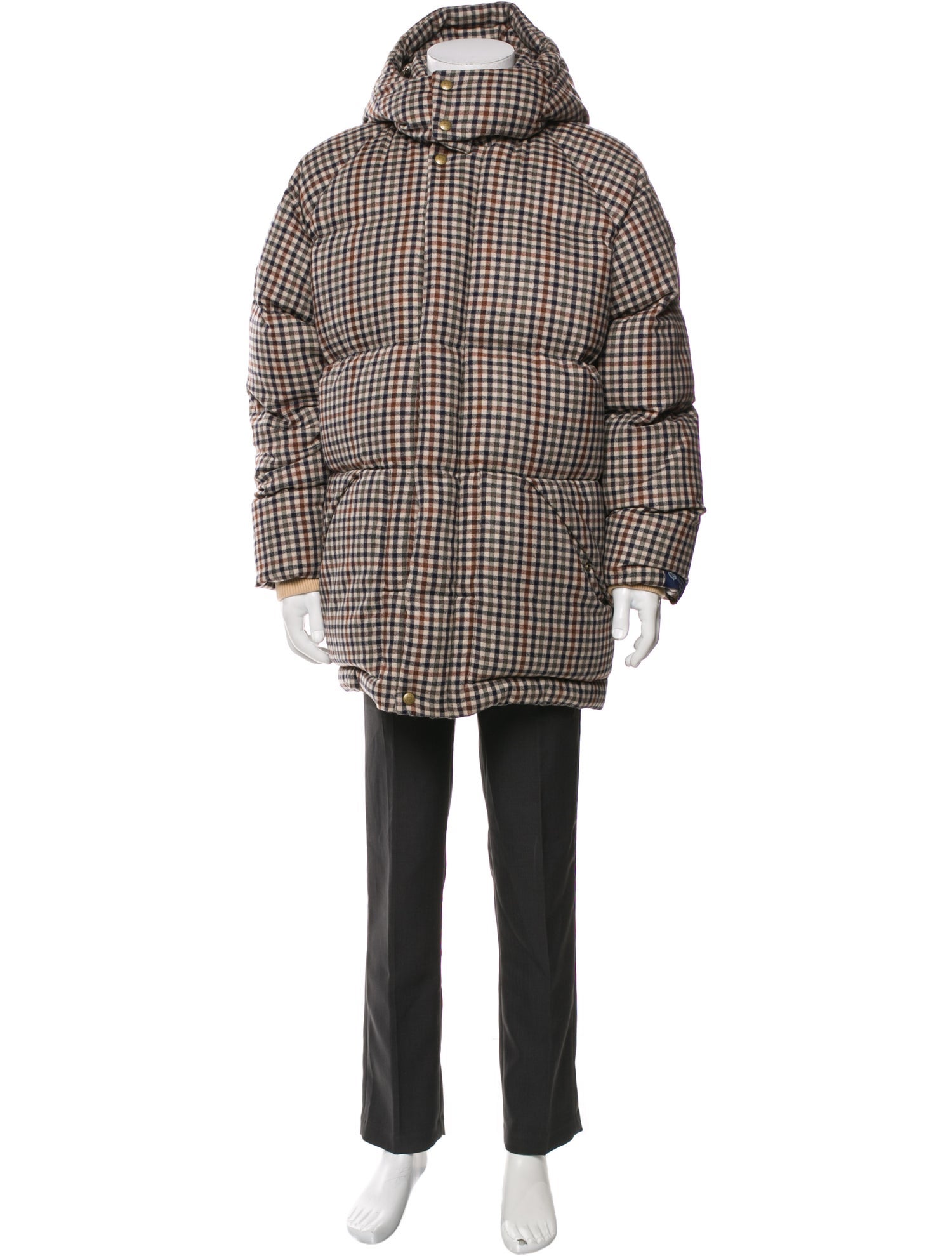 Aimé Leon Dore Virgin Wool Plaid Print Puffer Coat w/ Tags