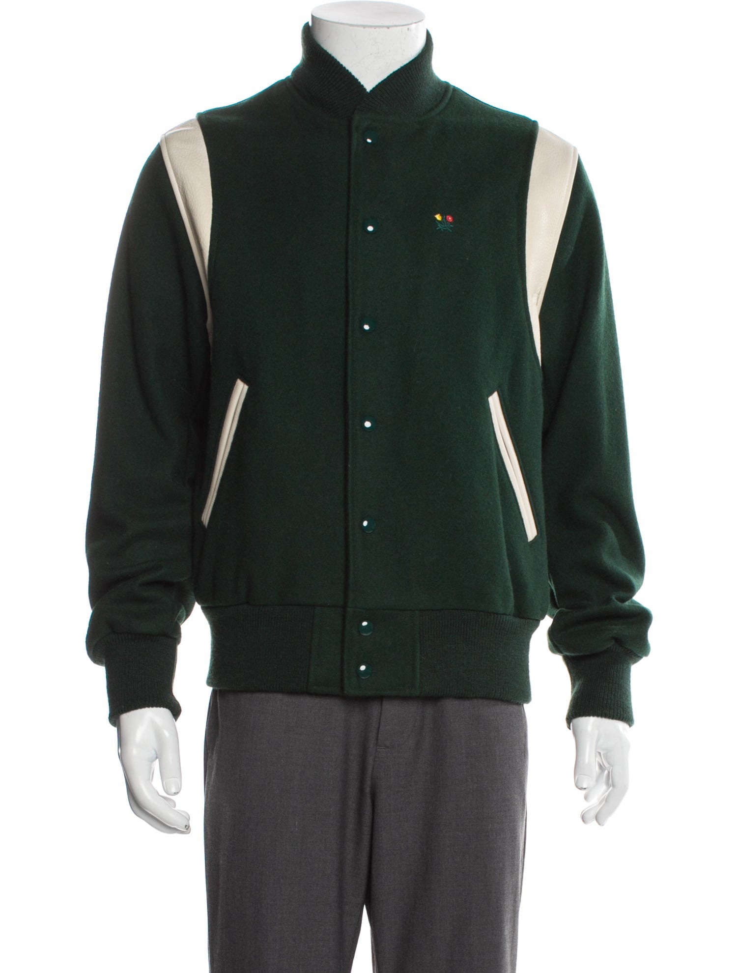 Aimé Leon Dore Wool Colorblock Pattern Bomber Jacket