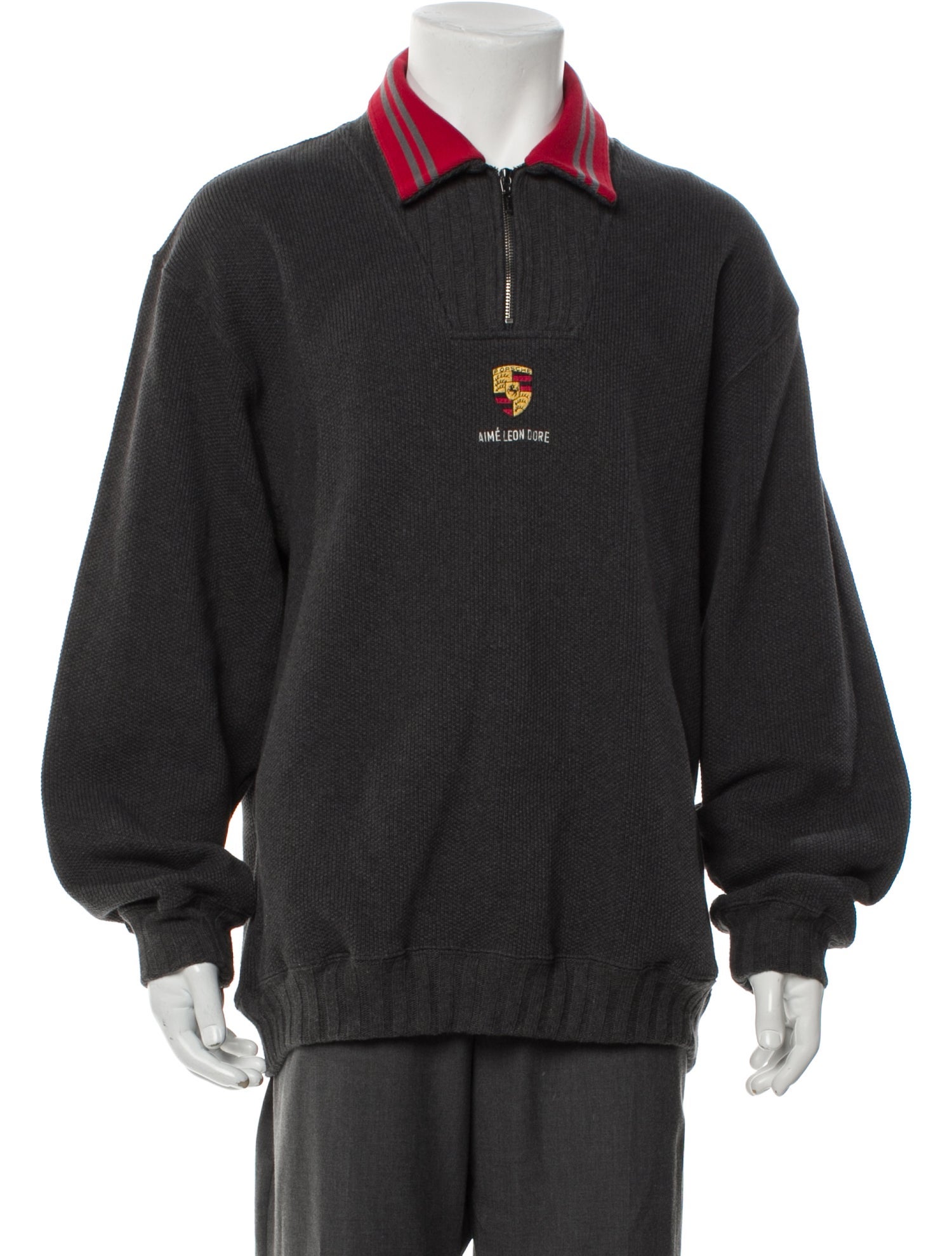 Aimé Leon Dore Graphic Print Mock Neck Polo Sweater