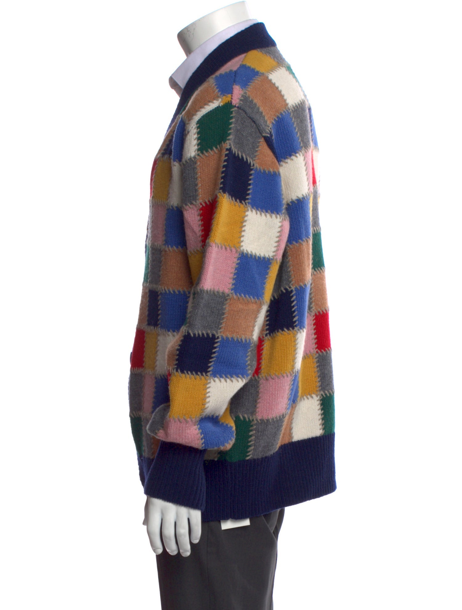Aimé Leon Dore Wool Colorblock Pattern Cardigan